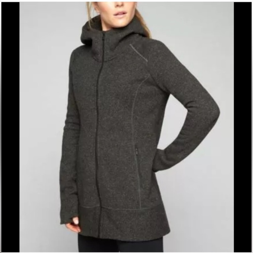 Athleta Stronger long length full zip hooded sweatshirt size small like new
